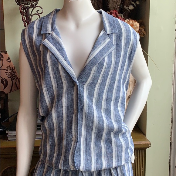 Loft Striped Button Drawstring Romper - Picture 3 of 9